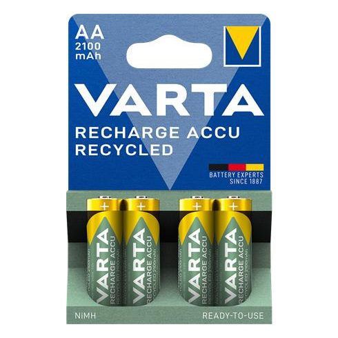 Tölthető elem, AA, ceruza, újrahasznosított, 4x2100 mAh, VARTA