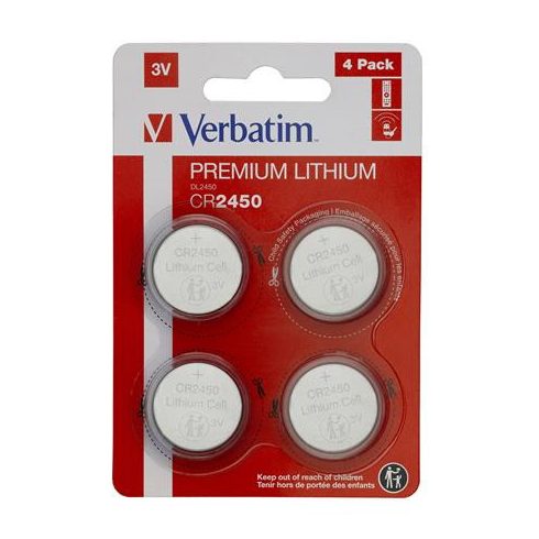 Gombelem, CR2450, 4 db, VERBATIM "Premium"