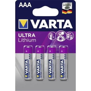   Elem, AAA mikro, 4 db, lítium, VARTA "Ultra Lithium"