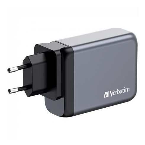 Hálózati töltő, 2xUSB-C PD (100W), USB-C PD (65W), USB-A QC 3.0, EU/UK/US, GaN, VERBATIM