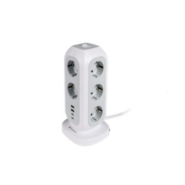   Elosztó, álló, 11 aljzat, 2xUSB-A, 2xUSB-C, VERBATIM "EUPT-01"