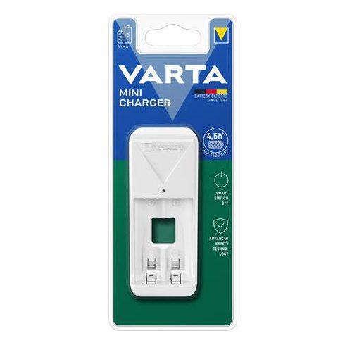 Elemtöltő, AA/AAA, akku nélkül, VARTA "Mini", fehér