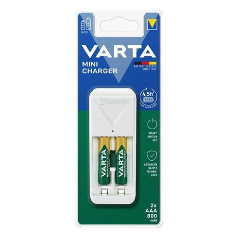 Elemtöltő, AA/AAA, 2x800 mAh AAA, VARTA "Mini"