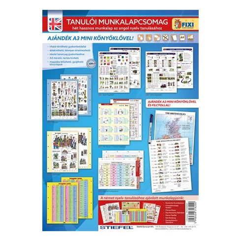 Tanulói munkalap csomag, 7 munkalap, 1 alátét, filc, STIEFEL, "Angol nyelvtanulás"