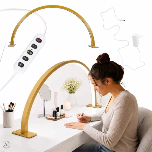 Lampa kosmetyczna LED bezcieniowa biurkowa do manicure paznokci łuk złota