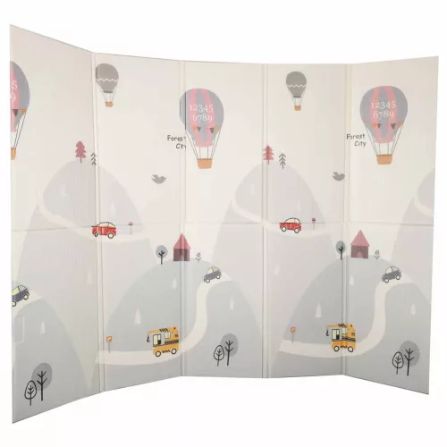 Oktatási habszőnyeg kétoldalas összecsukható 150x200cm léggömbök utca