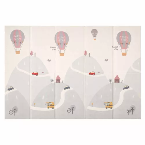 Oktatási habszőnyeg kétoldalas összecsukható 150x200cm léggömbök utca