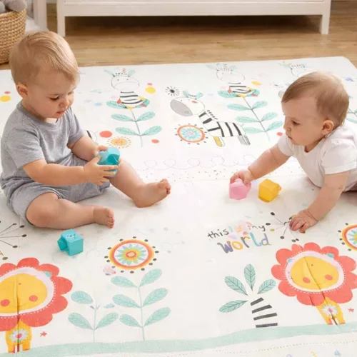 Oktatási kétoldalas összecsukható habszivacs szőnyeg 180x200cm állatmintával
