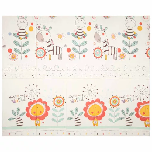 Oktatási kétoldalas összecsukható habszivacs szőnyeg 180x200cm állatmintával