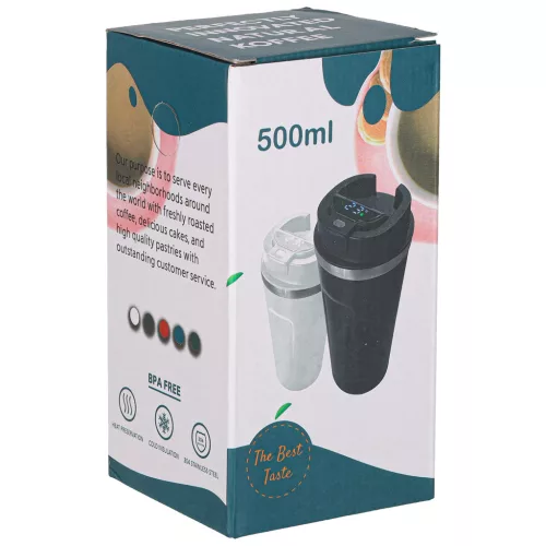 Termikus bögre szájkosárral LED termosz 500ml fehér