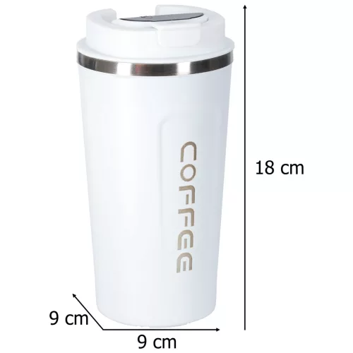 Termikus bögre szájkosárral LED termosz 500ml fehér