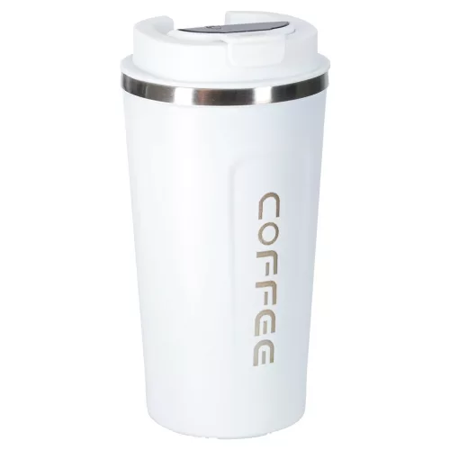Termikus bögre szájkosárral LED termosz 500ml fehér