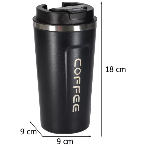 Termikus bögre szájkosárral LED termosz 500ml fekete