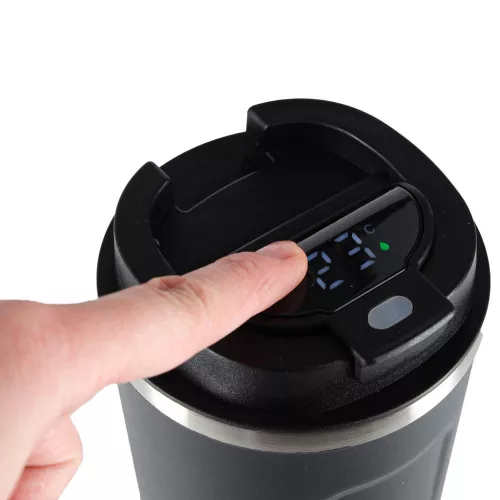 Termikus bögre szájkosárral LED termosz 500ml fekete