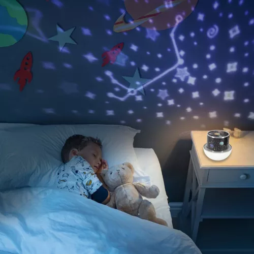 LED csillagprojektor éjszakai fény USB forgatható 6 motívum távirányító rénszarvas
