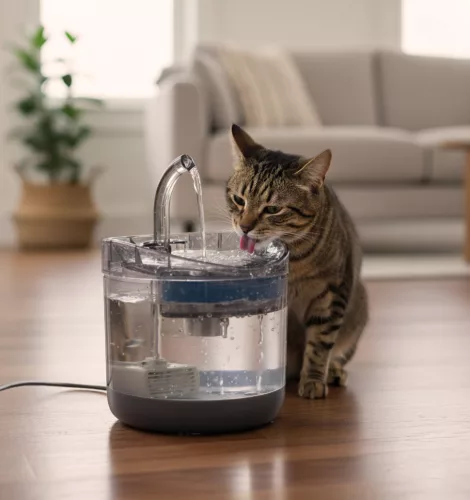 Ivókút kutyának macskának automata USB itató 1,8l tisztító szűrő