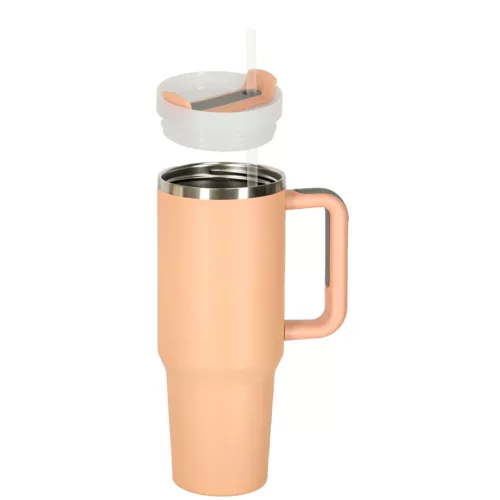 Termikus bögre szívószállal és fogantyúval termosz 1200ml por rózsaszínű