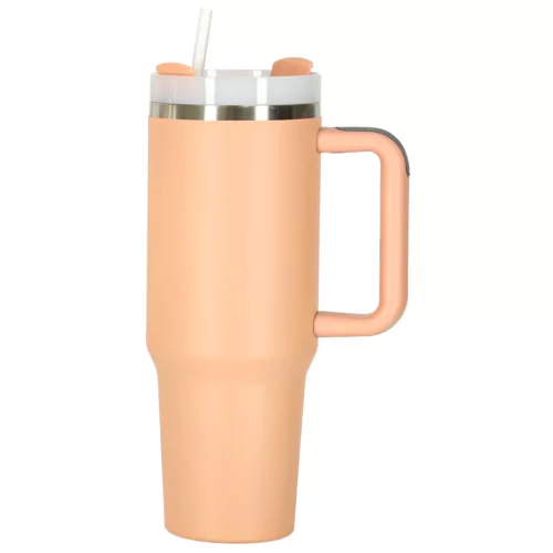 Termikus bögre szívószállal és fogantyúval termosz 1200ml por rózsaszínű