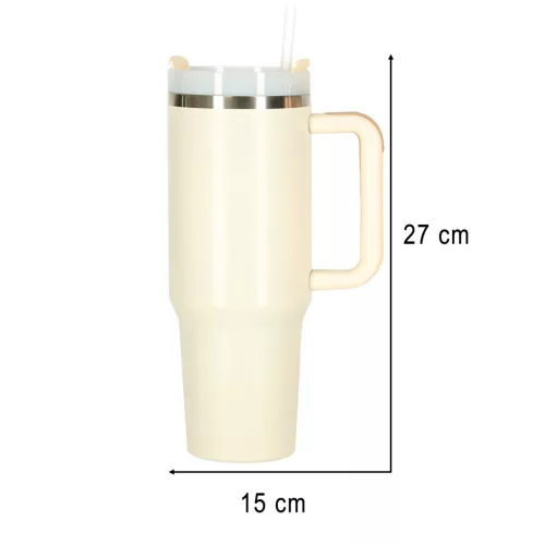 Termikus bögre szívószállal és fogantyúval termosz 1200ml tejszínhab