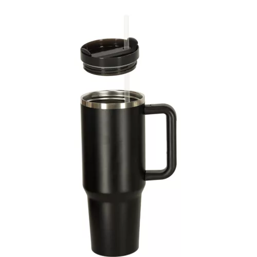 Termikus bögre szívószállal és fogantyúval termosz 1200ml fekete