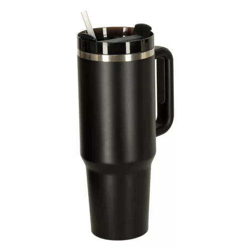 Termikus bögre szívószállal és fogantyúval termosz 1200ml fekete