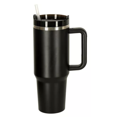 Termikus bögre szívószállal és fogantyúval termosz 1200ml fekete