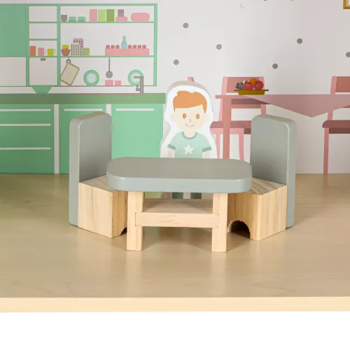 LULILO Peonio fából készült babaház 70cm LED rózsaszín LED