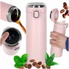 Termikus bögre szájkosárral LED termosz 420ml rózsaszínű
