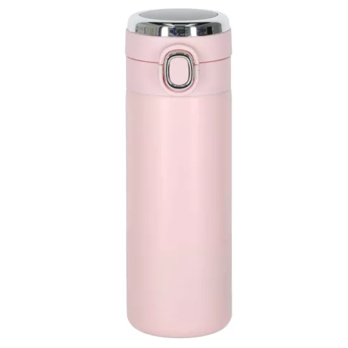 Termikus bögre szájkosárral LED termosz 420ml rózsaszínű