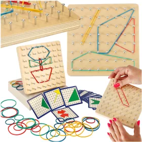   Geoboard geoplan fa kirakós létrehozása formák gumiszalagokkal