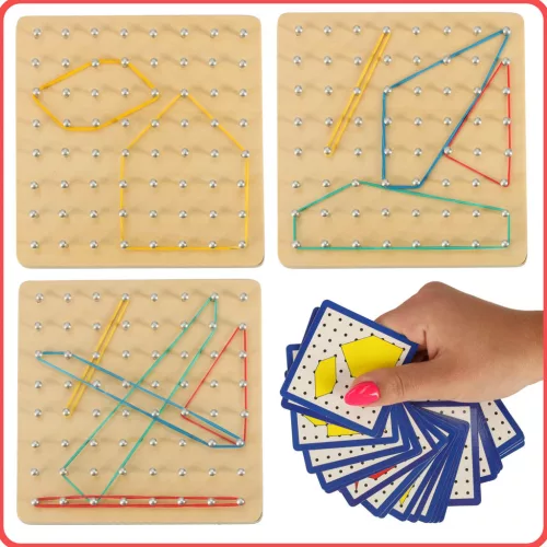 Geoboard geoplan fa kirakós létrehozása formák gumiszalagokkal