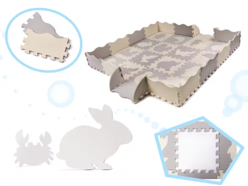 Habszivacs puzzle szőnyeg/gyerekeknek járóka 36el. szürke-ecru