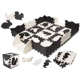   Hab puzzle szőnyeg / játszószőnyeg gyerekeknek 25 darab fekete-fehér