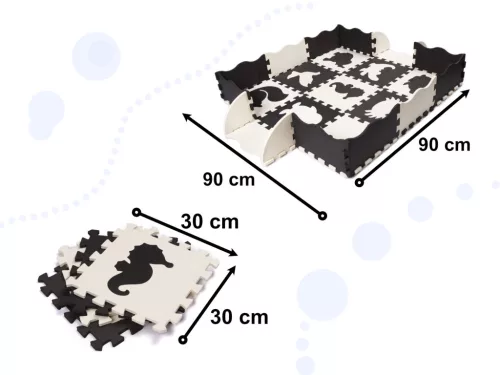Hab puzzle szőnyeg / játszószőnyeg gyerekeknek 25 darab fekete-fehér