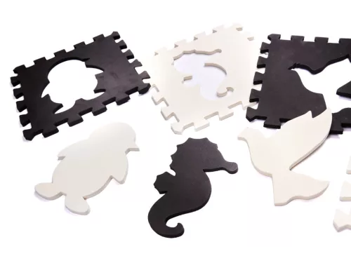 Hab puzzle szőnyeg / játszószőnyeg gyerekeknek 25 darab fekete-fehér