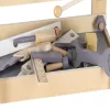 Fából készült műhely szerszámokkal egy asztalon DIY készlet