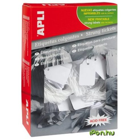 APLI 22 x 35 mm árazócímke zsinórral fehér