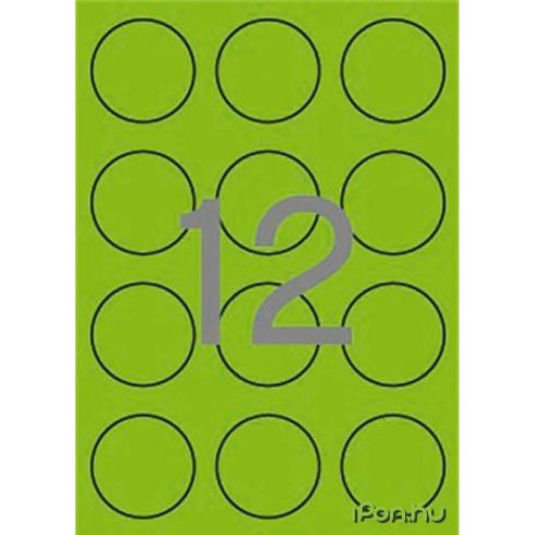 APLI Körcímke 60 mm átmérő neon zöld 240 etikett/csomag