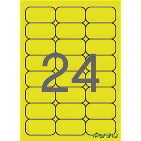 APLI Neon sárga etikett 64 x 339 mm kerekített sarkú 480 etikett/csomag