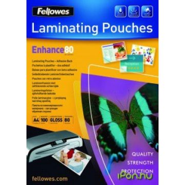   FELLOWES A4 fényes lamináló fólia 80 mikron előre lyukasztott