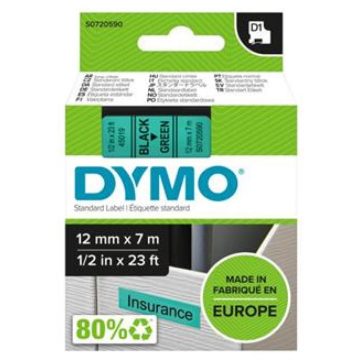 DYMO D1 Feliratozógép szalag 12 mm x 7 m fekete-zöld