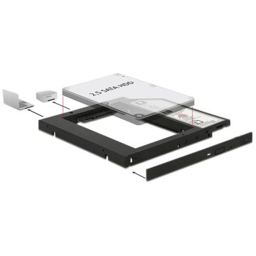   DELOCK Notebook SATA 5.25" keret 1 x 2.5"-es SATA SSD/HDD-hez 9.5 mm