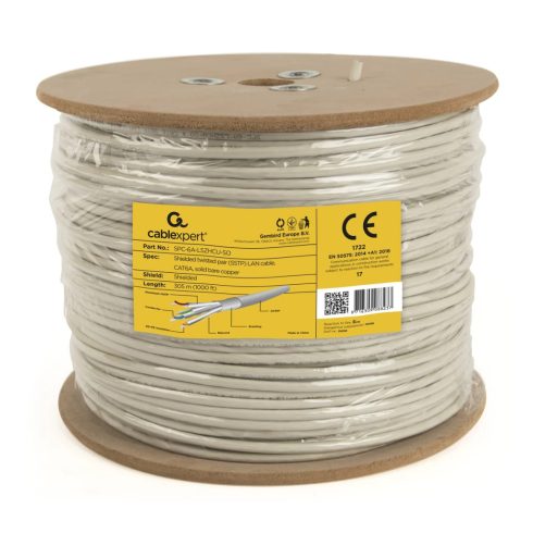 GEMBIRD UTP CAT6A Összekötő Szürke 305m SPC-6A-LSZHCU-SO