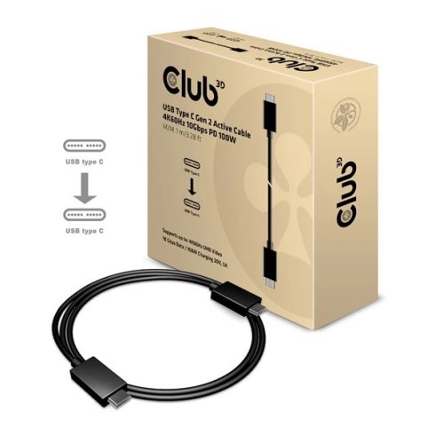 CLUB3D USB 3.1 Type C Összekötő Fekete 80cm CAC-1522