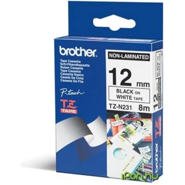 BROTHER Feliratozógép szalag 12 mm x 8 m fehér-fekete
