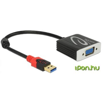 DELOCK USB 3.0 VGA/D-Sub Átalakító Fekete 20cm 62738
