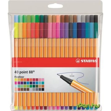   STABILO Tűfilc készlet 0.4 mm Point 88 40 különböző szín