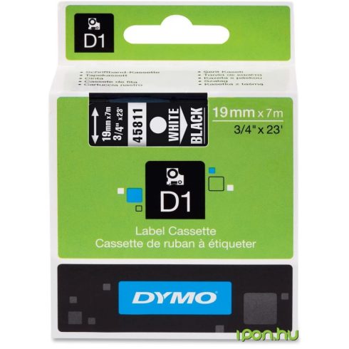 DYMO 45811 Címke LM D1 alap 19mm fehér betű / fekete alap