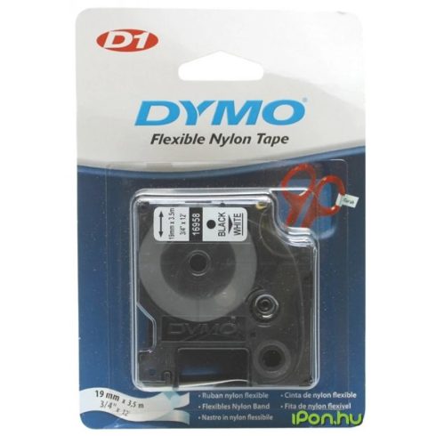 DYMO 16958 Címke LM D1 nylon 19mm fekete betű / fehér alap