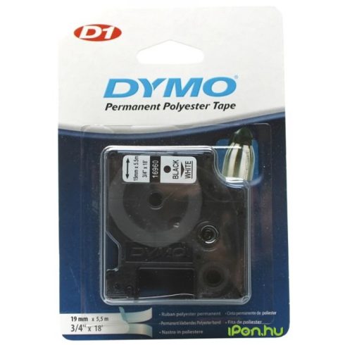 DYMO 16960 Címke LM D1 poli 19mm fekete betű / fehér alap